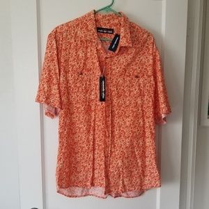 NWT Reyn Spooner Orange Aloha Shirt Sz Large